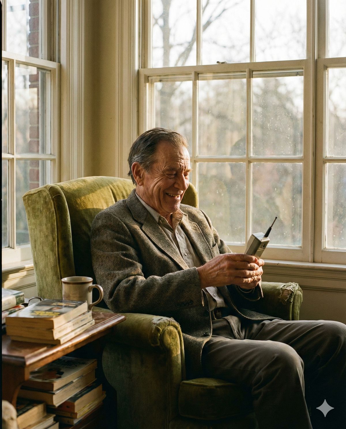 Parent holding a baby while recording a voice note